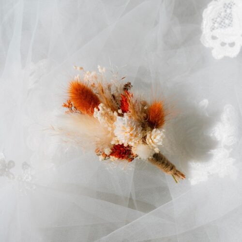 Boutonnière fleurs séchées Terracotta