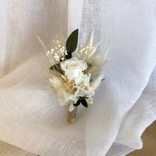 Boutonnière blanc/vert