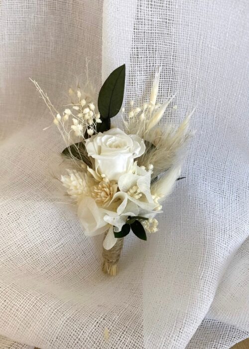 Boutonnière blanc/vert