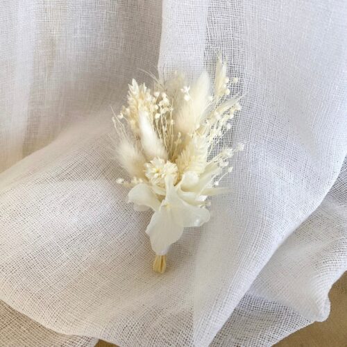 Boutonnière fleurs séchées Blanche