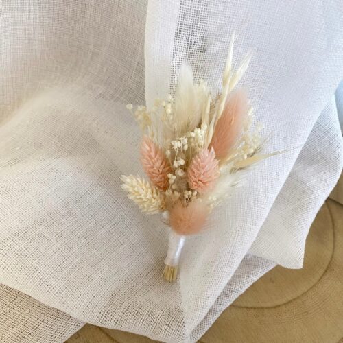 Boutonnière fleurs séchées Rose poudré