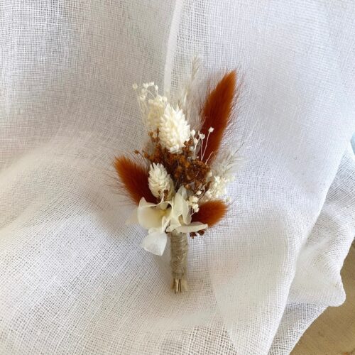 Boutonnière fleurs séchées Terracotta