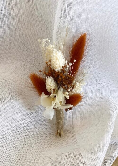 Boutonnière fleurs séchées Terracotta