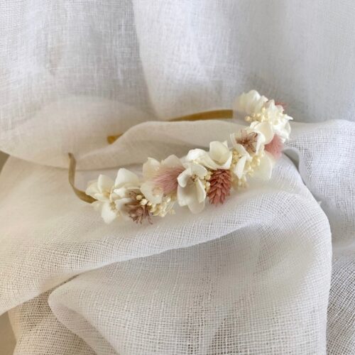 Serre tête fleuri Vieux rose