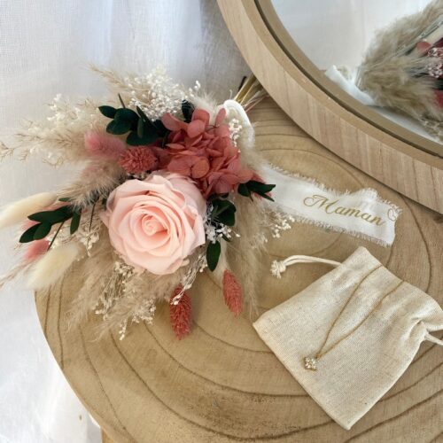 Ensemble bouquet + bijou Maman