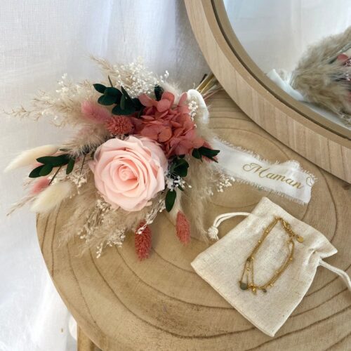 Ensemble bouquet + bijou Maman