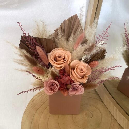 Composition pot Vieux rose