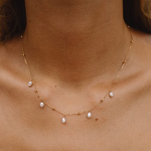 Collier perles blanches
