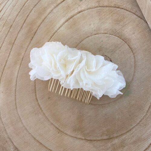 Peigne Hortensia blanc grand format