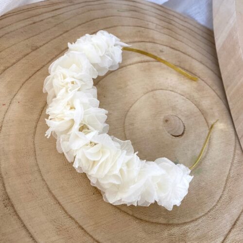 Serre tête fleuri Hortensia Blanc