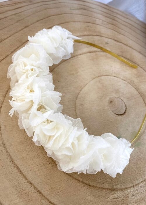 Serre tête fleuri Hortensia Blanc